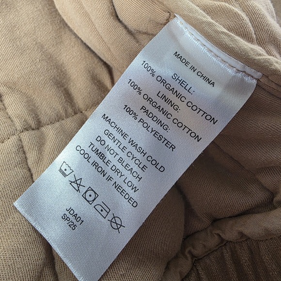 Quince Organic Cotton Quilted Knit Jacket Women Size L Chestnut Full Zip Puffer - Picture 8 of 9